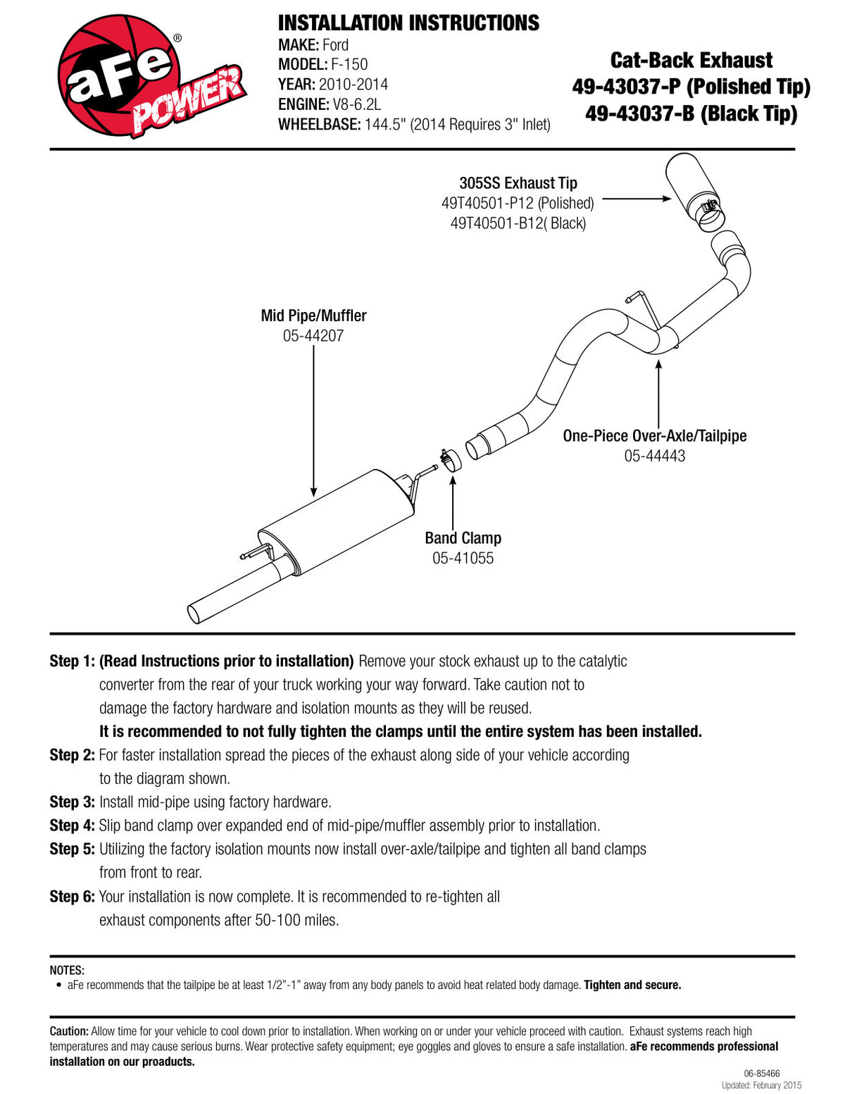 aFe 3.5in SS Cat-Back Exhaust | Ford F-150 (10-11) V8 6.2L (49-43037-B)