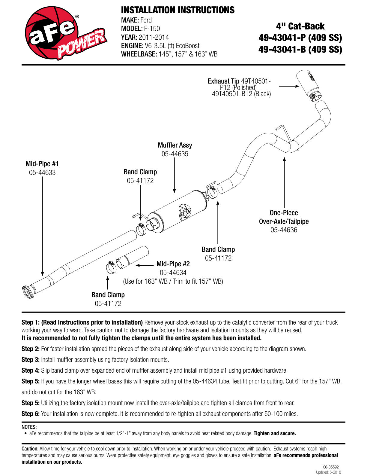 aFe MACH Force-Xp 4in SS Cat-Back Exhaust | Ford F-150 EcoBoost (11-14) (49-43041-P)