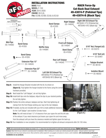 aFe 3in SS Cat-Back Exhaust | Ford F150 5.0L V8 CC/SB EC/LB (49-43074-B)