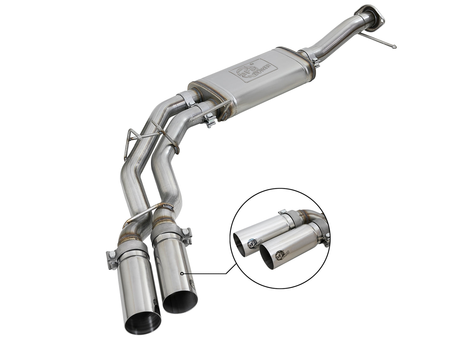 aFe 3in to 2.5in SS D&S Cat-Back Exhaust w/ Polished Tip | Ford F-150 V6-3.5L (11-14) (49-43078-P)