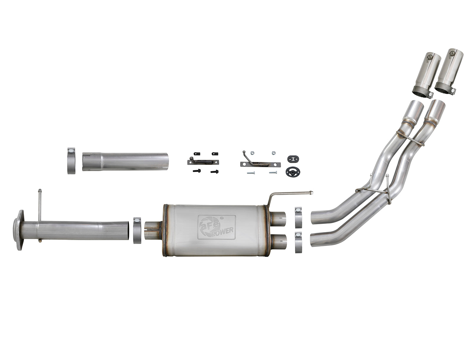 aFe 3in to 2.5in SS D&S Cat-Back Exhaust w/ Polished Tip | Ford F-150 V6-3.5L (11-14) (49-43078-P)