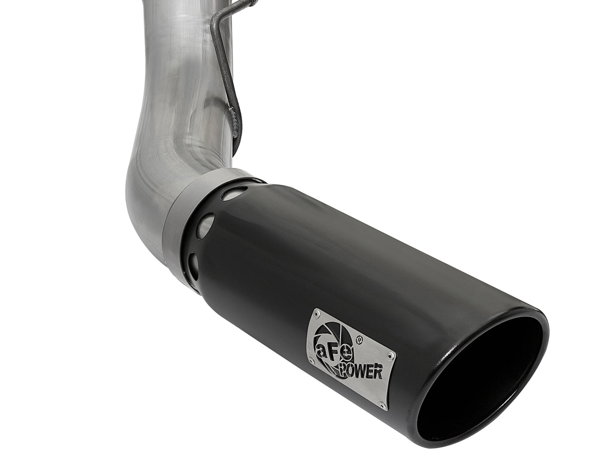 aFe Large Bore HD 5in 409 SS DPF Back Exhaust w/ Black Tip | Ford Diesel Trucks V8 6.7L (49-43090-B)