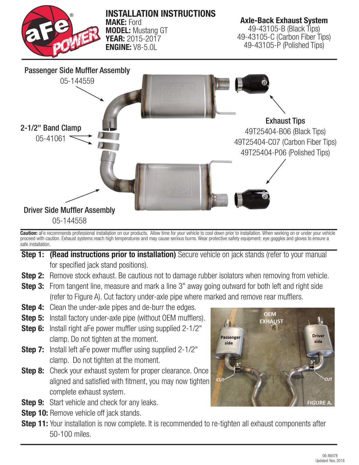 aFe MACH Force-Xp Axle-Back Exhaust System Ford Mustang GT 15-17 V8-5.0L