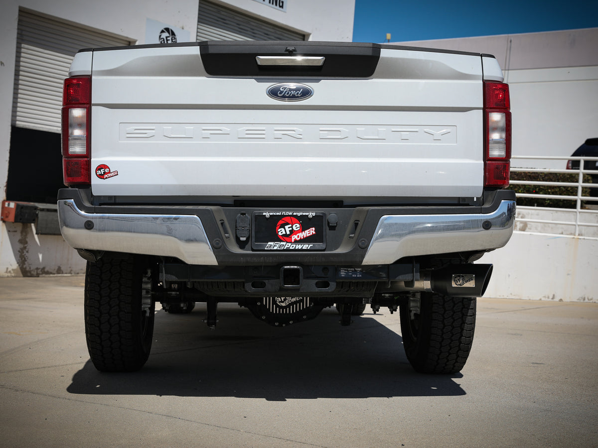 aFe 3-1/2-4in SS Axle-Back Exhaust w/ Black Ti Tips | Ford F-250/350 (17-20) (49-43116-B)