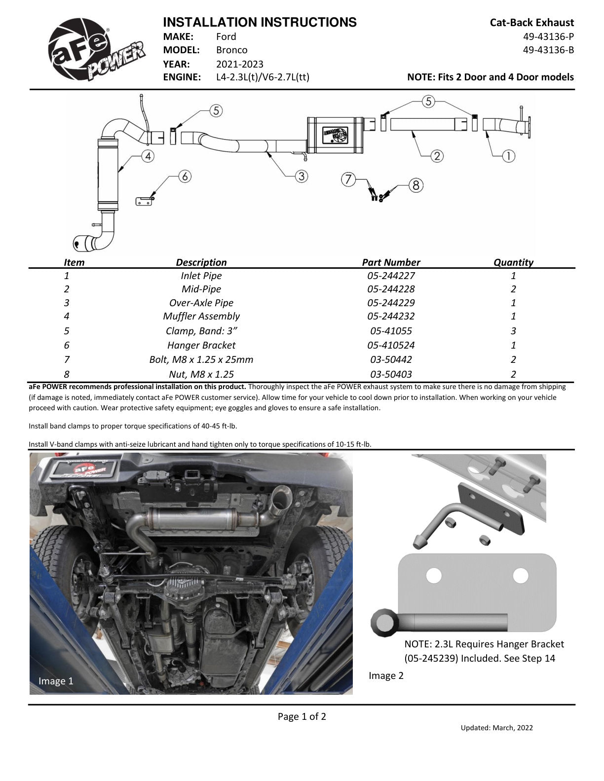 aFe Apollo GT 3in SS Black Tip Cat-Back Exhaust Ford Bronco (21-22) (49-43136-B)