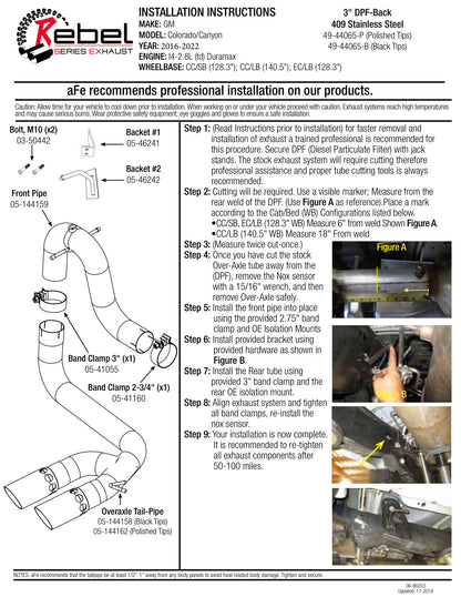 aFe Rebel D&S 3in SS Exhaust | GM Colorado/Canyon 2.8L (td) (49-44065-B)
