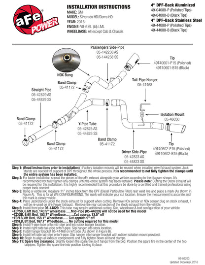 aFe HD 4in Dual DPF-Back SS Exhaust | GM Duramax (15-19) (49-44080-B)