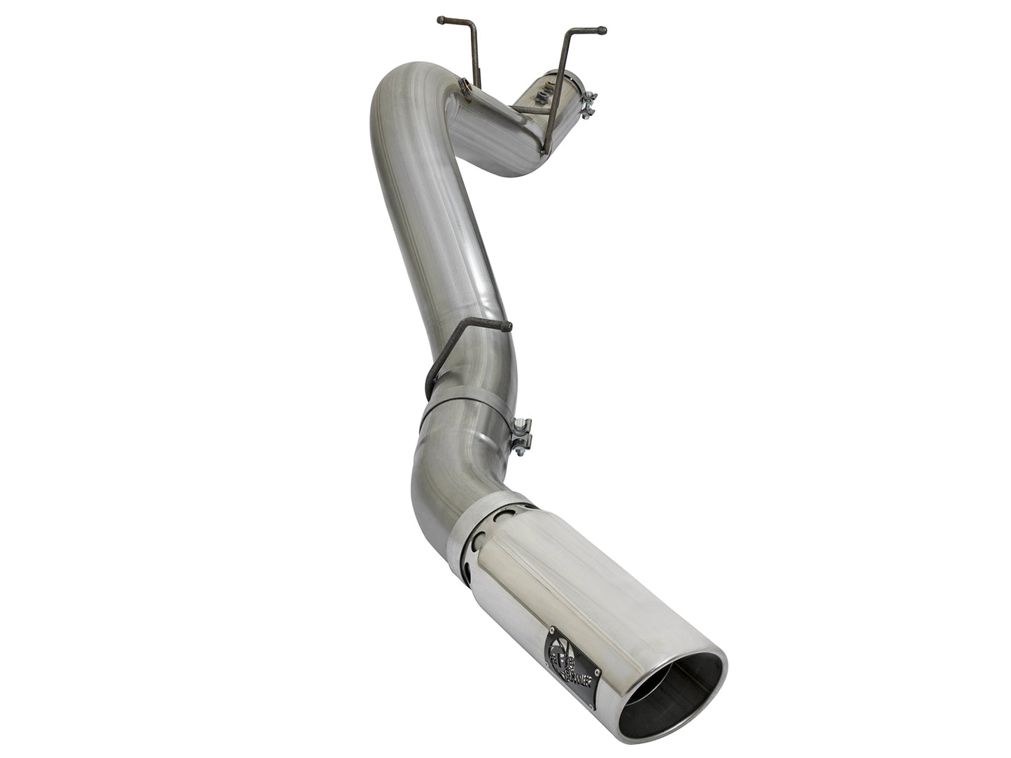 aFe 5in Large Bore HD 409-SS DPF-Back Exhaust w/Polished Tip | GM Duramax V8-6.6L L5P 2017 (49-44085-P)