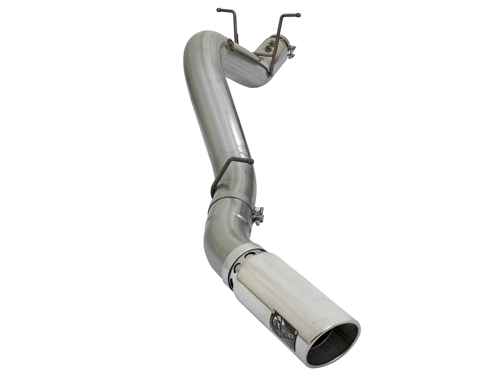 aFe 5in Large Bore HD 409-SS DPF-Back Exhaust w/Polished Tip | GM Duramax V8-6.6L L5P 2017 (49-44085-P)
