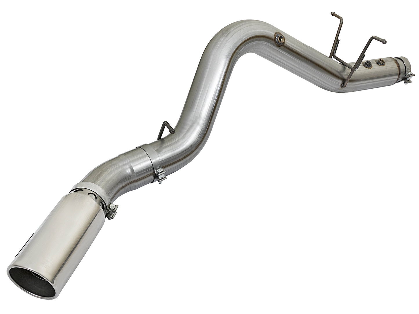 aFe 5in Large Bore HD 409-SS DPF-Back Exhaust w/Polished Tip | GM Duramax V8-6.6L L5P 2017 (49-44085-P)