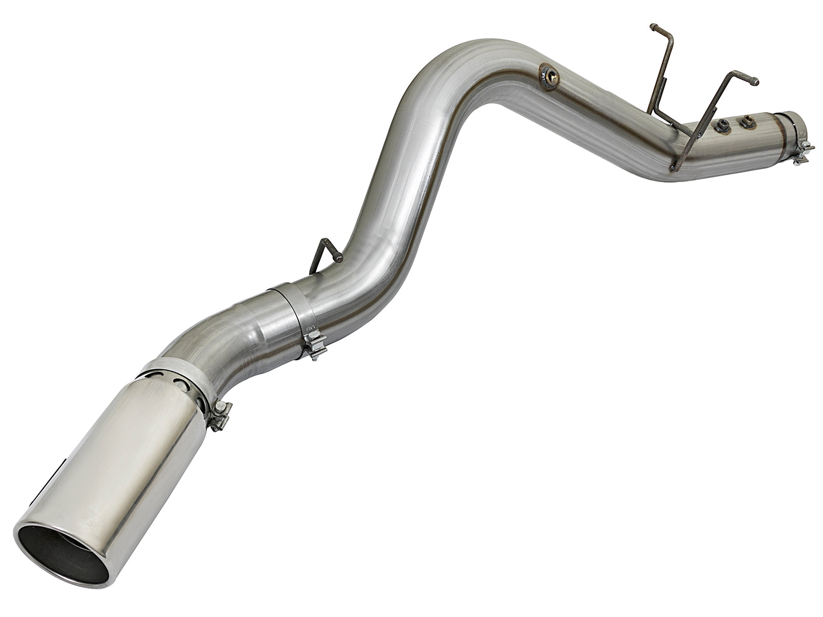 aFe 5in Large Bore HD 409-SS DPF-Back Exhaust w/Polished Tip | GM Duramax V8-6.6L L5P 2017 (49-44085-P)