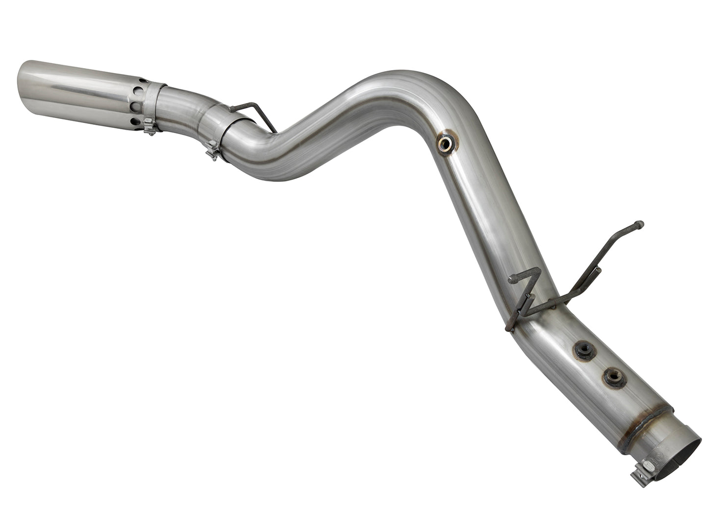 aFe 5in Large Bore HD 409-SS DPF-Back Exhaust w/Polished Tip | GM Duramax V8-6.6L L5P 2017 (49-44085-P)
