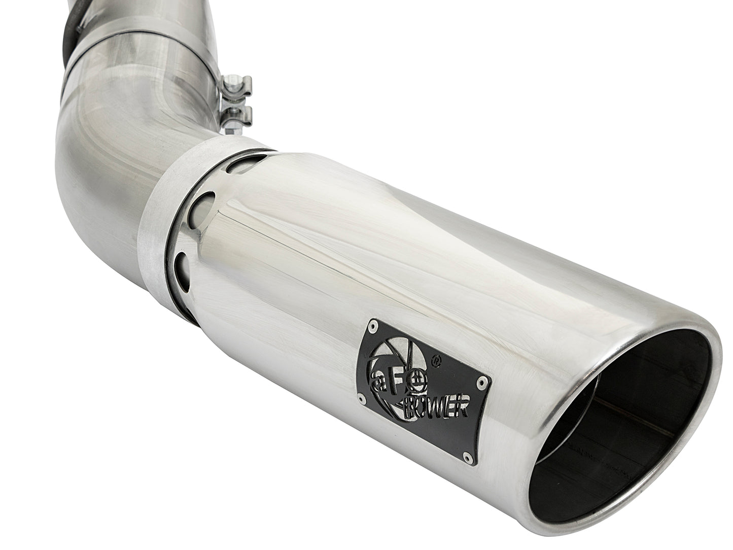 aFe 5in Large Bore HD 409-SS DPF-Back Exhaust w/Polished Tip | GM Duramax V8-6.6L L5P 2017 (49-44085-P)