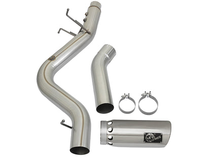 aFe 5in Large Bore HD 409-SS DPF-Back Exhaust w/Polished Tip | GM Duramax V8-6.6L L5P 2017 (49-44085-P)