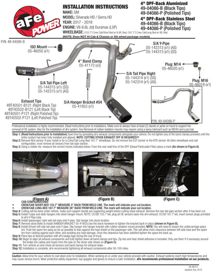 aFe Large Bore-HD 4in SS DPF-Back Exhaust | GM Duramax 15-19 (49-44086-B)