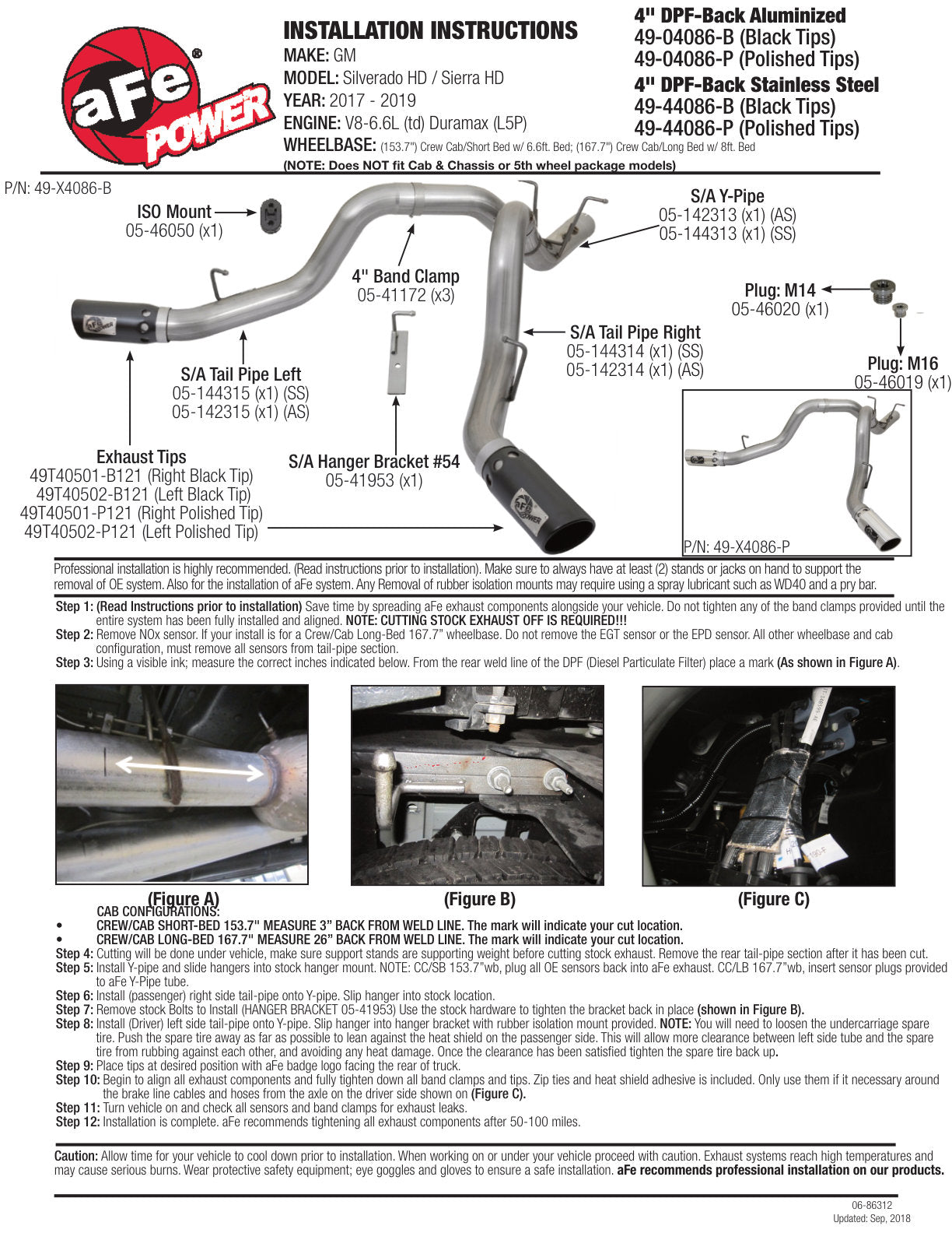 aFe Large Bore-HD 4in SS D&S Exhaust | GM Duramax V8-6.6L (17+) (49-44086-P)