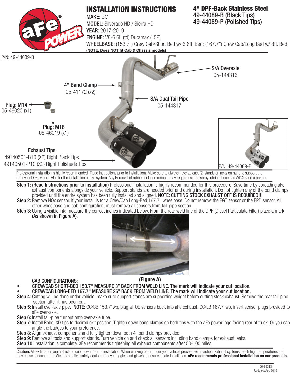 aFe Victory 4in SS DPF-Back Exhaust | GM Duramax V8-6.6L (15-19) (49-44089-B)