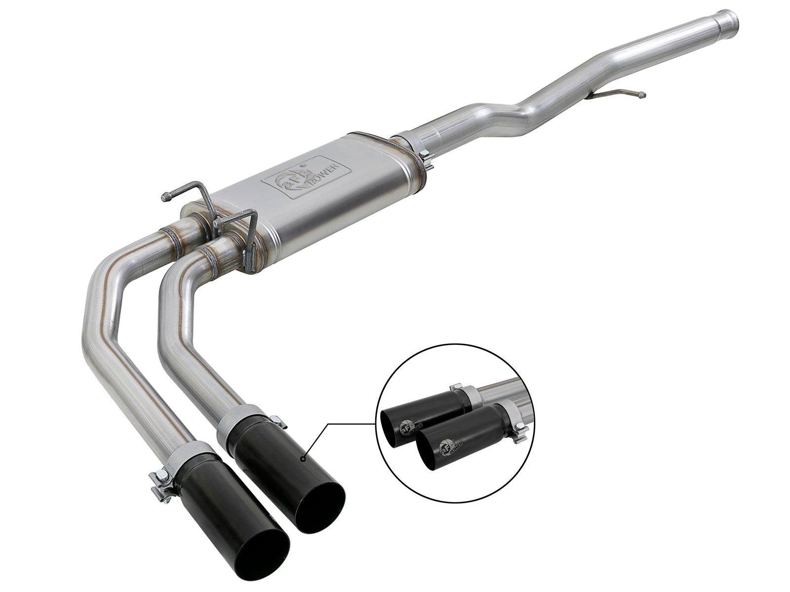 aFe 3in to 2.5in SS Cat-Back Exhaust w/ Black Tip | GM Silverado/Sierra 5.4L (09-18) (49-44098-B)
