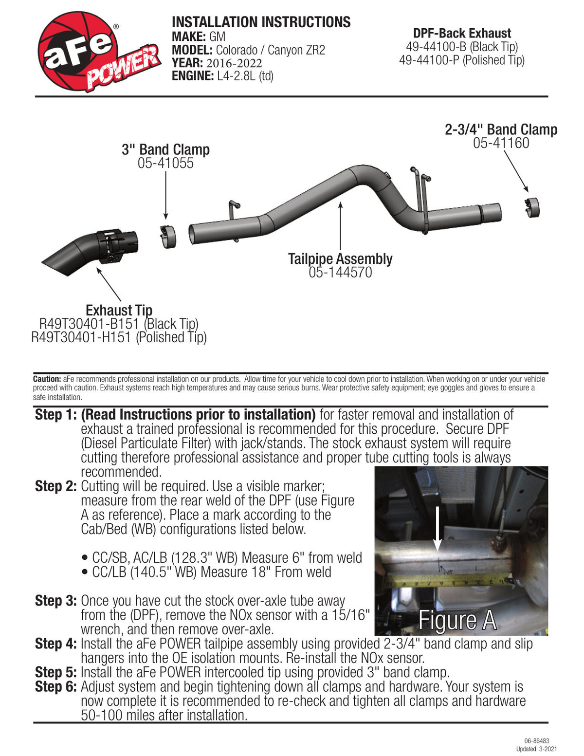 aFe MACH XP 3in SS Cat-Back Exhaust | GM Colorado/Canyon I4-2.8L (16-18) (49-44100-B)
