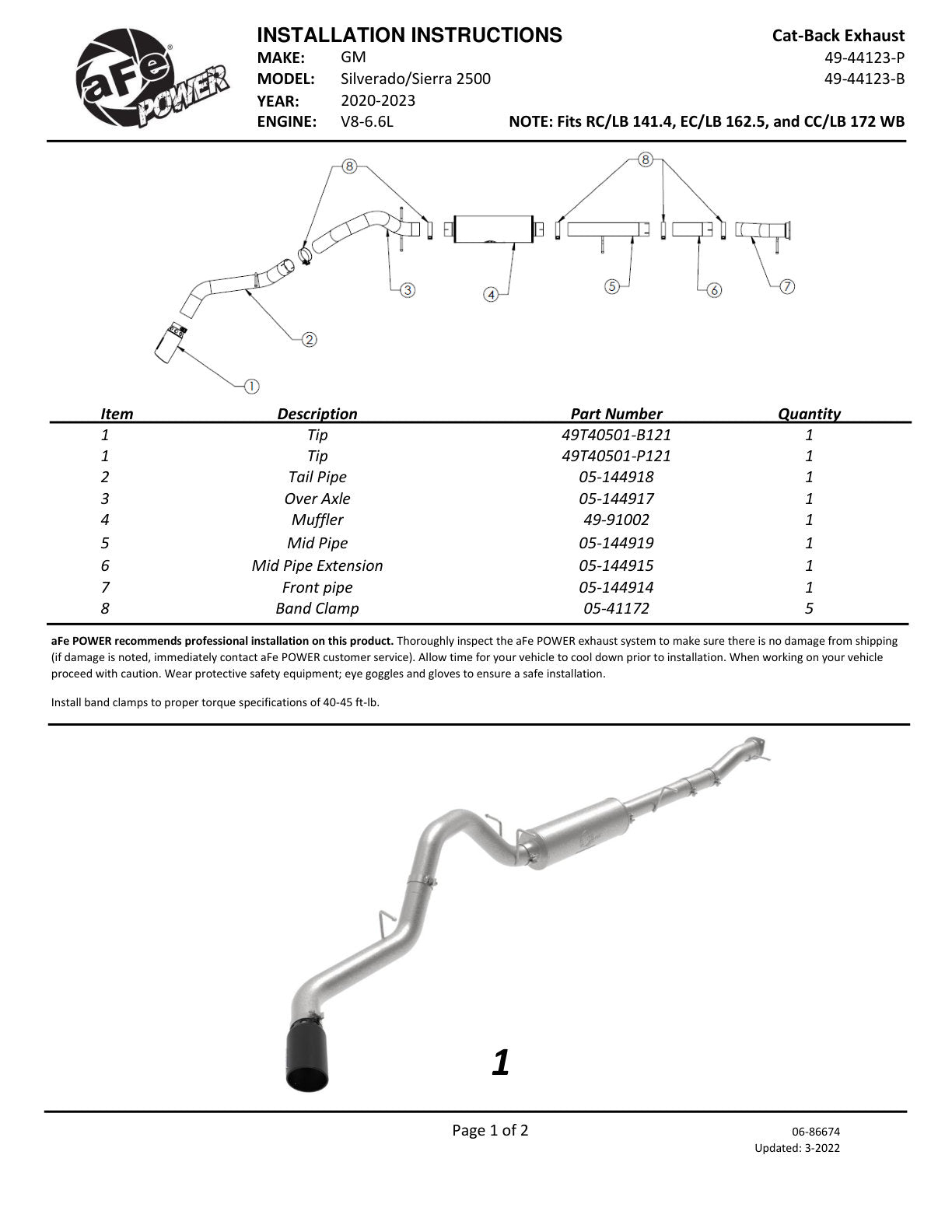 aFe 4in SS Cat-Back Exhaust GM 2500/3500HD V8 6.6L L8T (20-21) (49-44123-B)