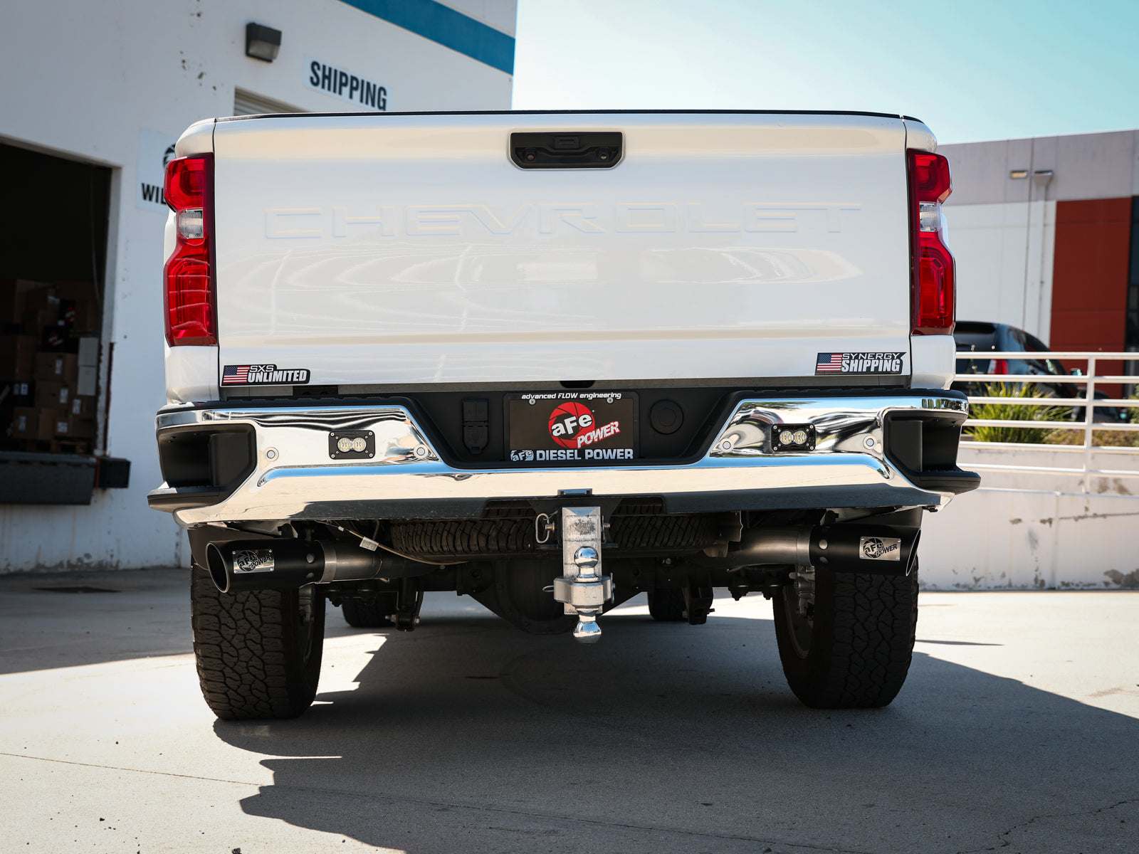 aFe Large Bore-HD 4in 409SS DPF-Back Exhaust w/ Black Tip | GM Diesel Trucks V8-6.6L L5P (49-44126-B)