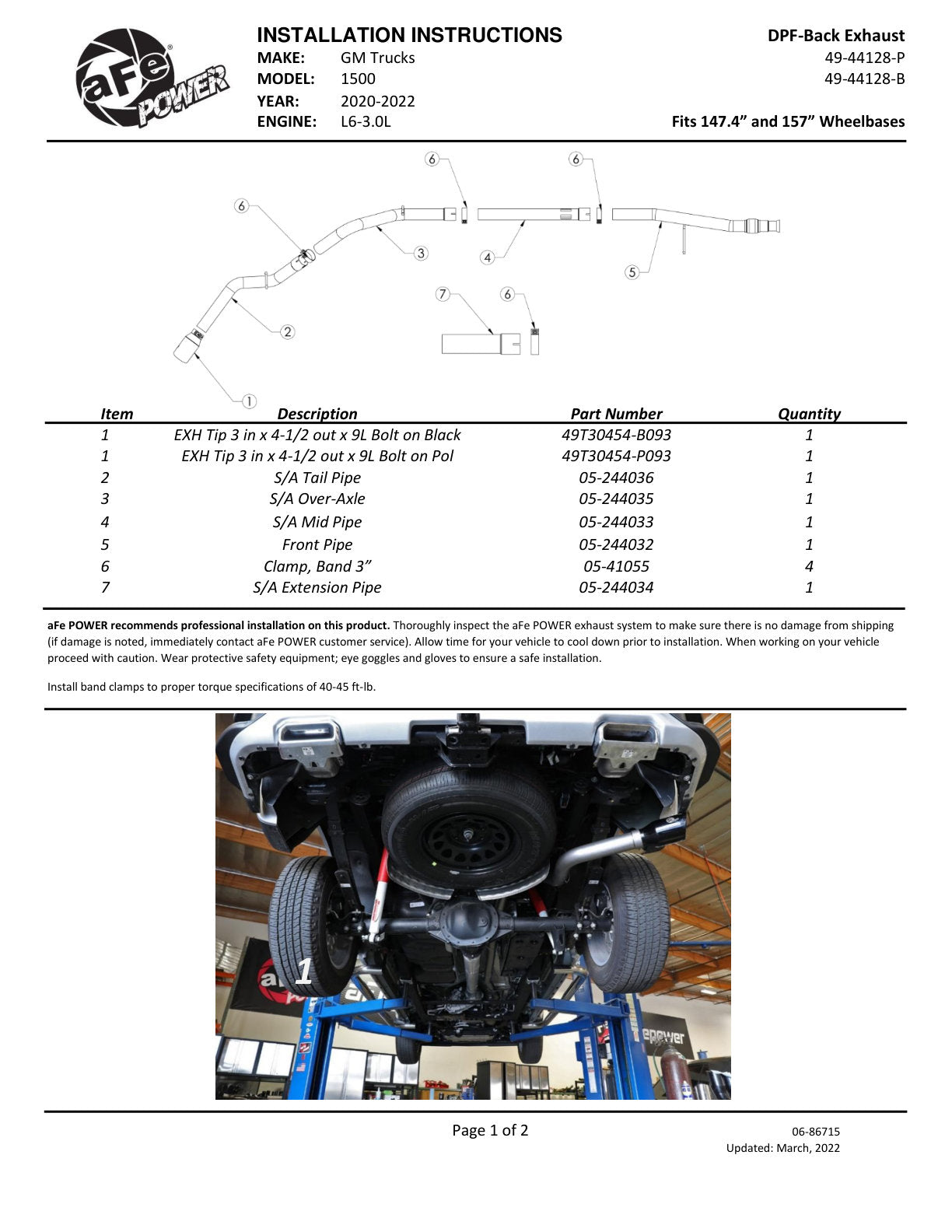 aFe 3in SS DPF-Back Exhaust | GM Silverado/GMC Sierra 19-26 (49-44128-P)