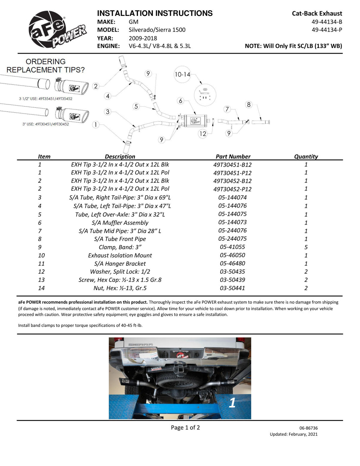 aFe Apollo GT Cat-Back Exhaust | GM Trucks (09-18) V6-4.3L / V8-4.8 / 5.3L Dual Rear Side Exit Polish Tips (49-44134-P)