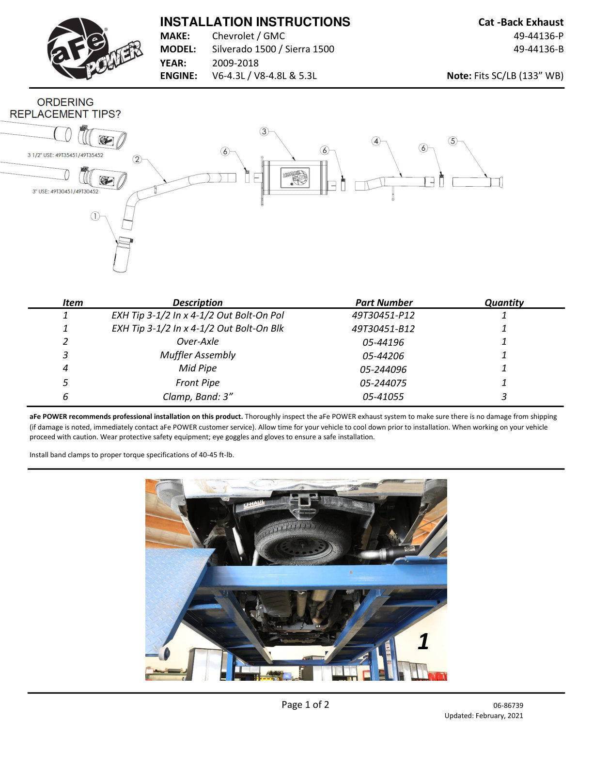 aFe 3in 409 SS Cat-Back Exhaust GM Silverado/Sierra 1500 (09-18) | 1500/LS/WT (49-44136-P)