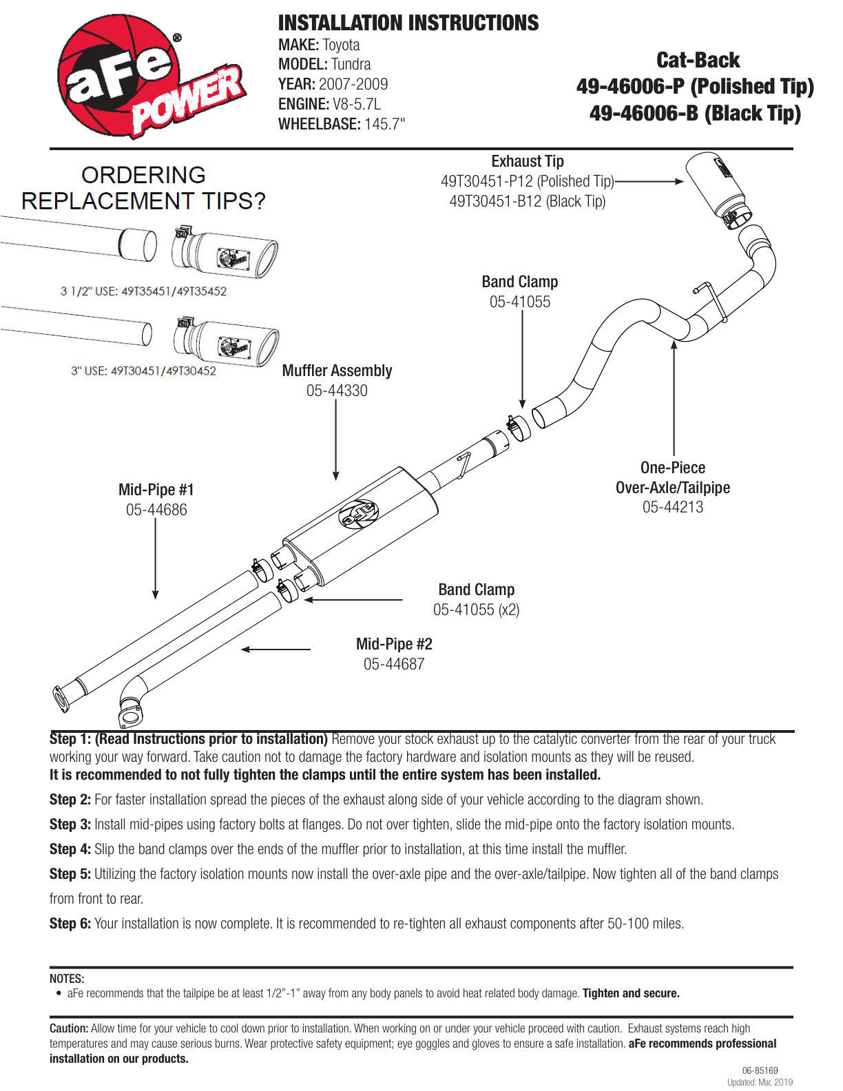 aFe MACH Force-Xp 3in 409 SS Cat-Back Exhaust | Toyota Tundra V8-5.7L (07-09) (49-46006-P)