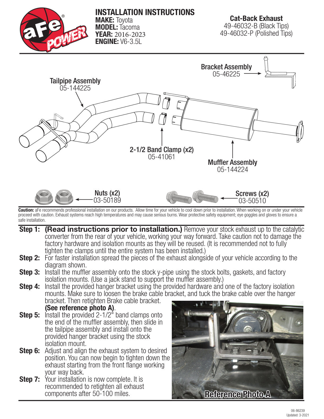 aFe Rebel Series 3in 409SS Cat-Back Exhaust | Toyota Tacoma V6-3.5L (16-18) (49-46032-P)