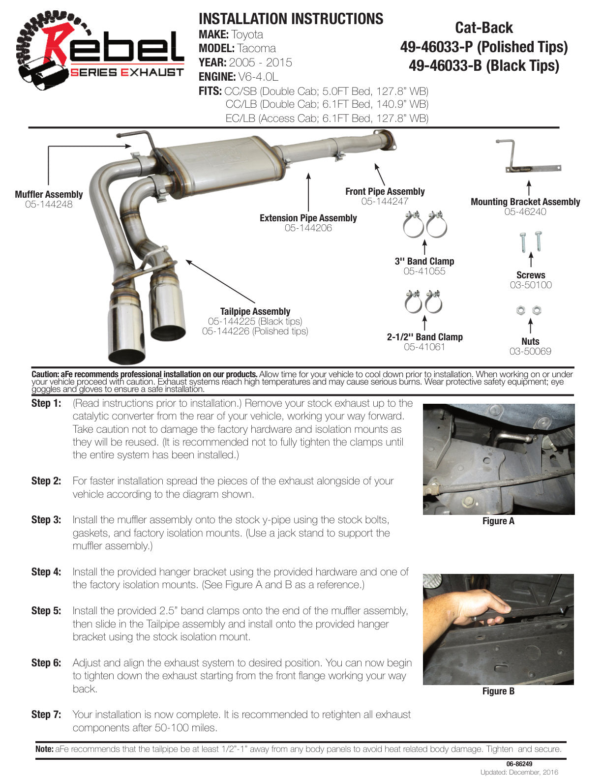 aFe Rebel Series 3in 409SS Cat-Back Exhaust | Toyota Tacoma V6-4.0L (05-15) (49-46033-B)