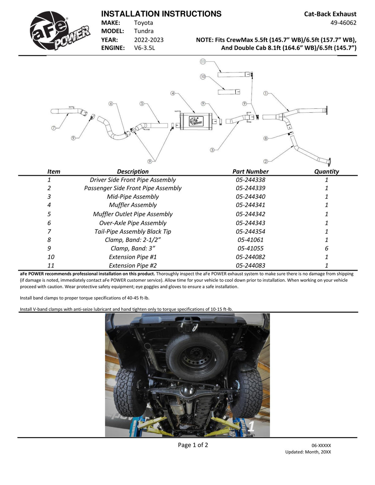 aFe Apollo GT 2.5-3in SS Cat-Back Hi-Tuck Exhaust | Toyota Tundra (22+) (49-46062)