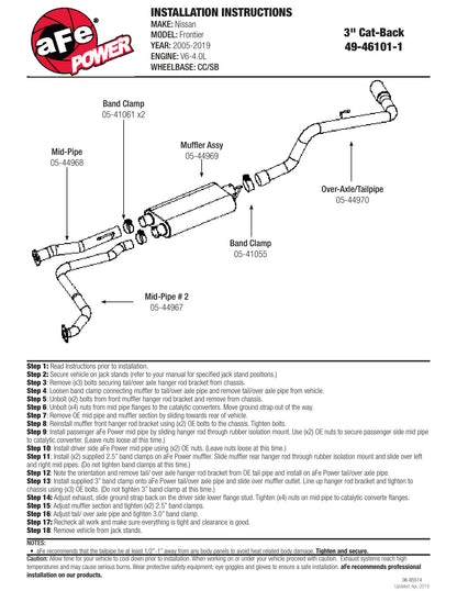 aFe 2.5-3in SS Cat-Back Exhaust Nissan Frontier V6 (05-09) | (49-46101-1)