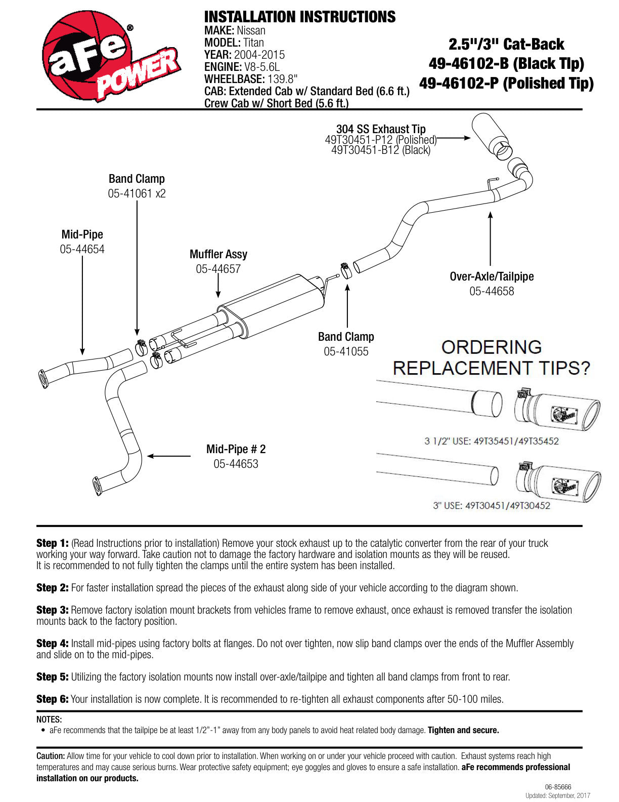 aFe MACH Force-XP 2.5-3in SS Cat-Back Exhaust | Nissan Titan (04-15) (49-46102-B)
