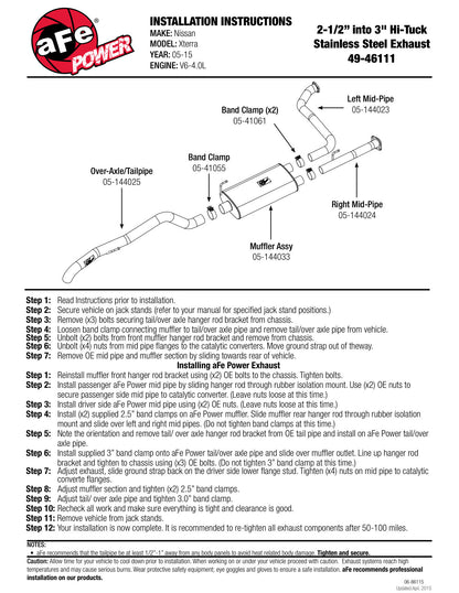 aFe MACH Force-Xp 3in 409 SS Cat-Back Exhaust | Nissan Xterra V6 (05-15) (49-46111)