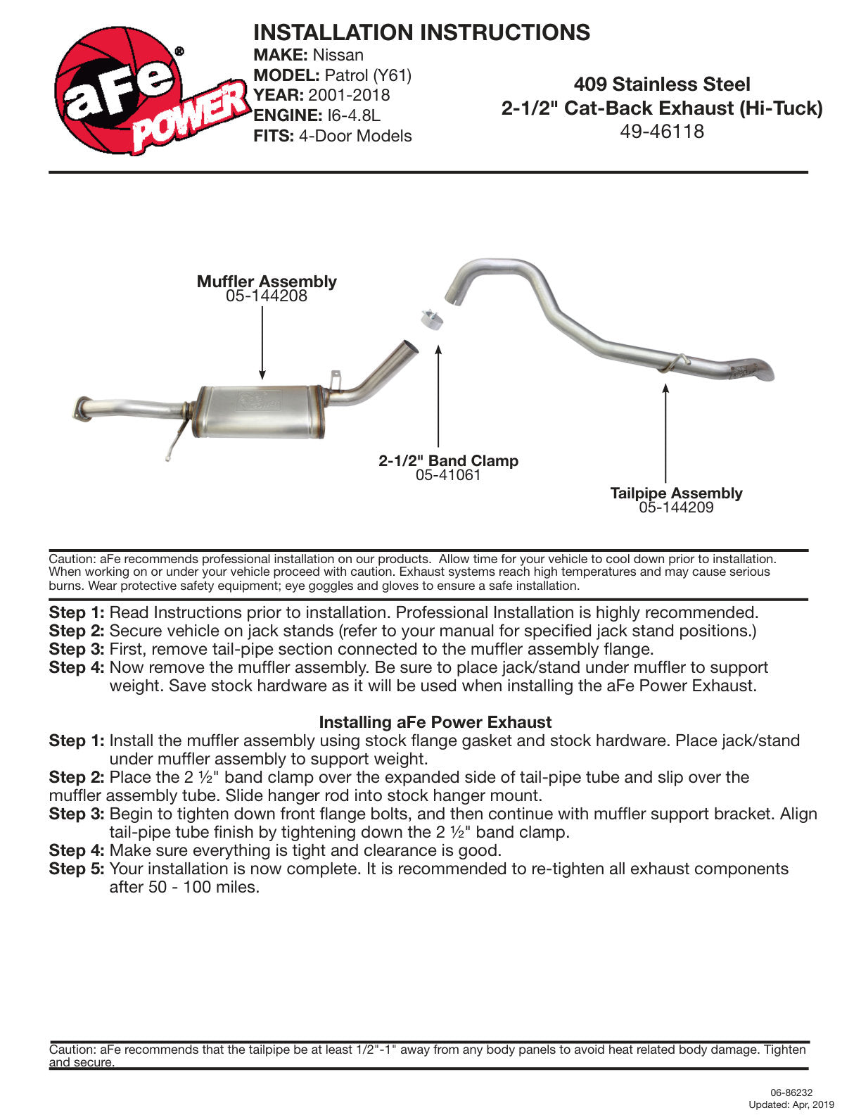 aFe MACH Force-Xp 2.5in SS Cat-Back Exhaust | Nissan Patrol (01-19) (49-46118)