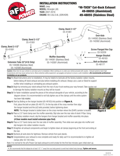 aFe 2.5in 409 SS Cat-Back Exhaust | Jeep Wrangler JK V6-3.6L (07-16) (49-48055)