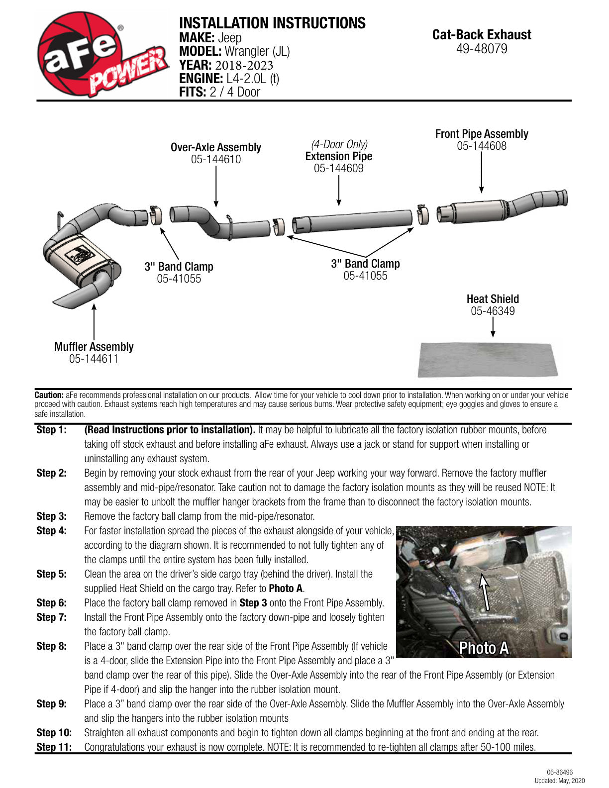 aFe 3in 409 SS Cat-Back Hi-Tuck Exhaust Jeep JL (18-20) (49-48079)