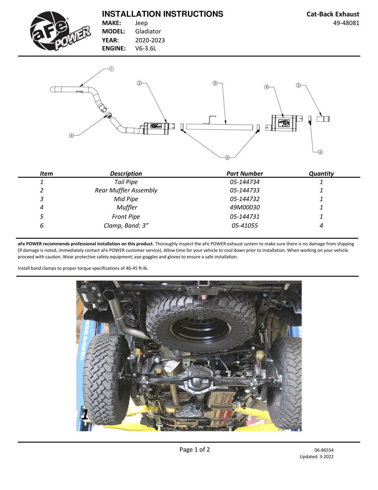 aFe MACH Force-Xp 3in 409 SS Cat-Back Hi-Tuck Exhaust Jeep Gladiator (20+) (49-48081)