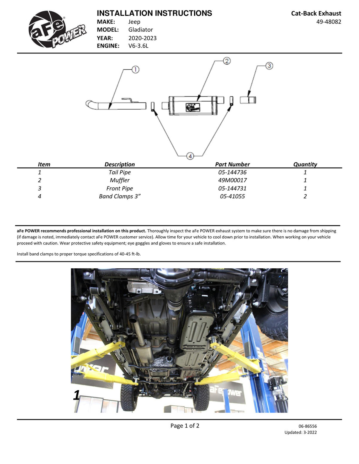 aFe 3 IN 409 Stainless Steel Cat-Back Exhaust System | Jeep Gladiator (JT) V6-3.6L (20) (49-48082)