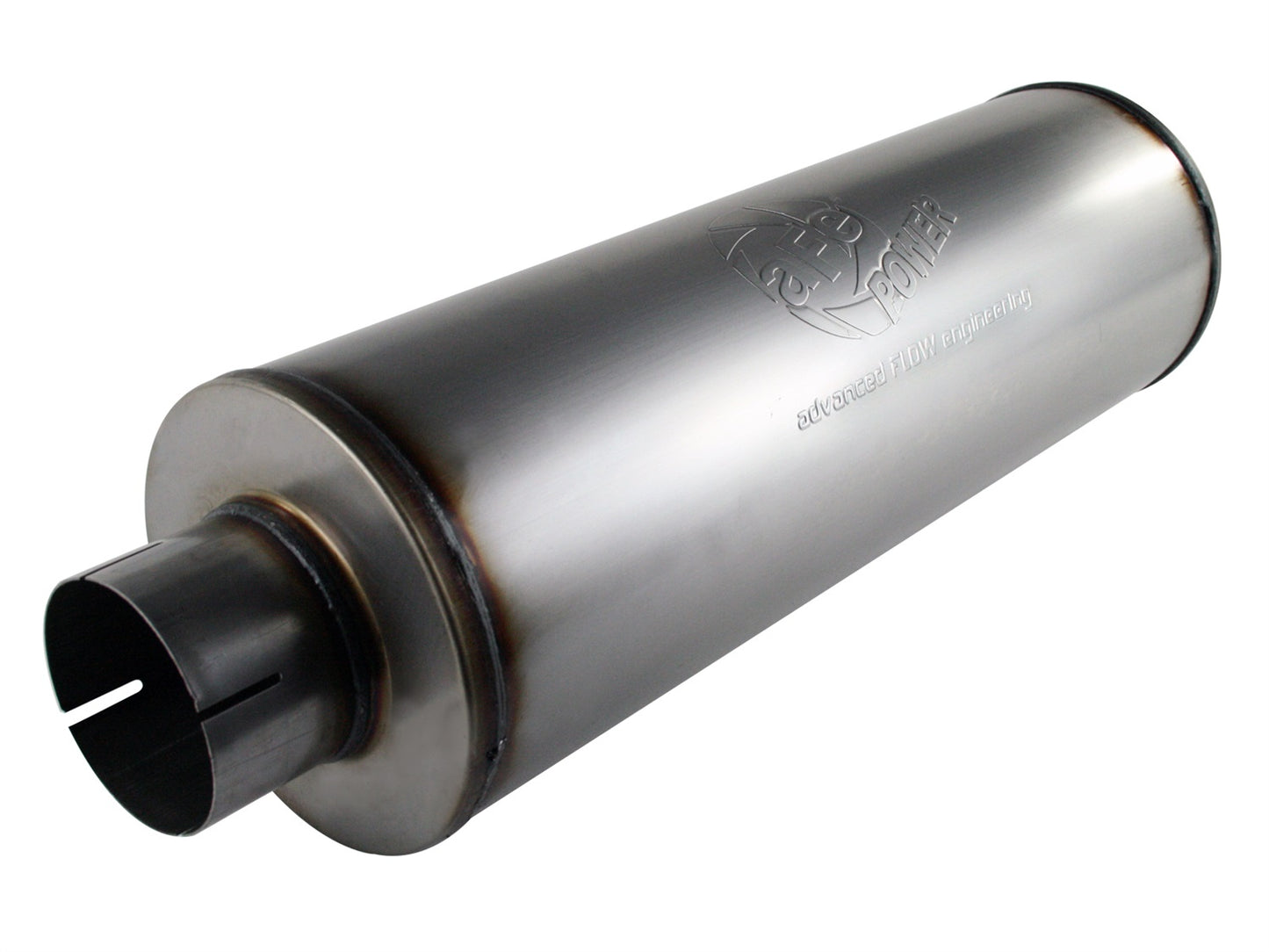 aFe MACH Force-Xp 409 Stainless Steel Muffler 4in ID In/Out 8in Dia | (49-91002)