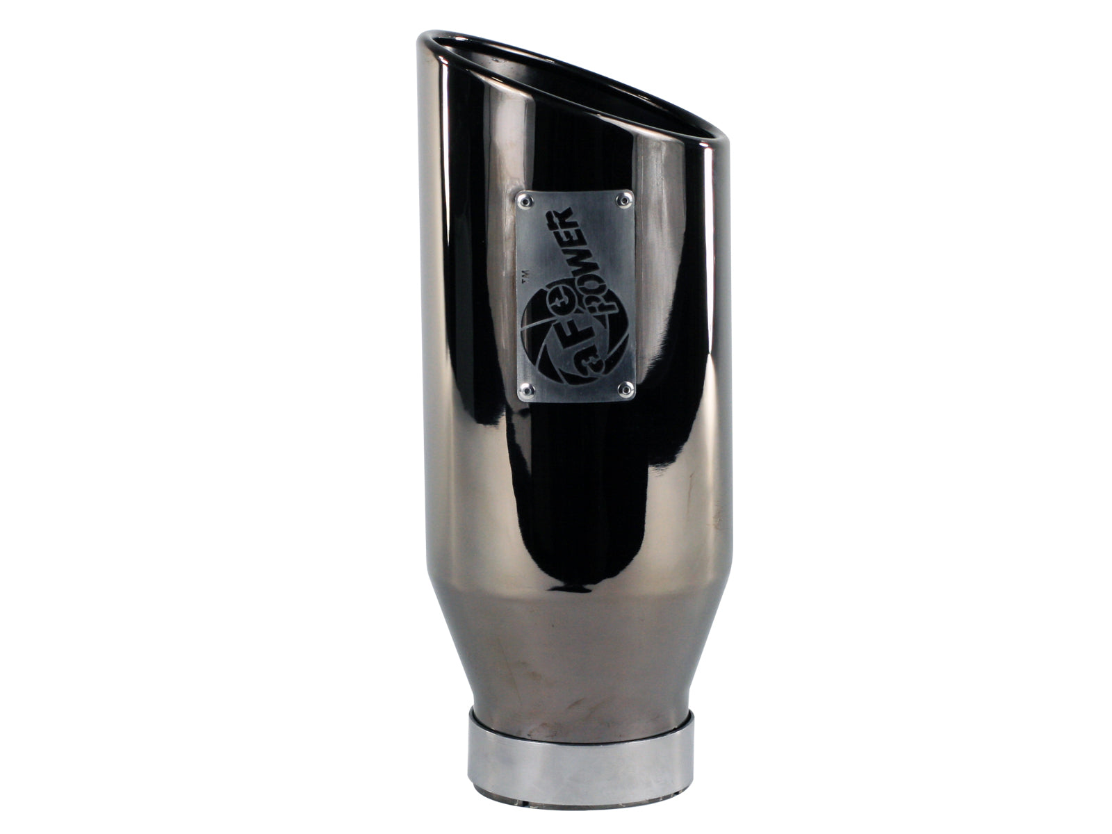 aFe MACH Force-Xp 4in x 6in x 15in Stainless Steel Clamp-on Exhaust Tip Black Chrome | (49-92018-BC)