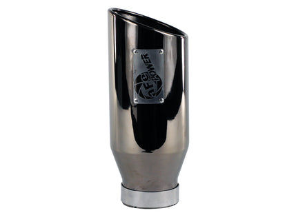 aFe MACH Force-Xp 4in x 6in x 15in Stainless Steel Clamp-on Exhaust Tip Black Chrome | (49-92018-BC)