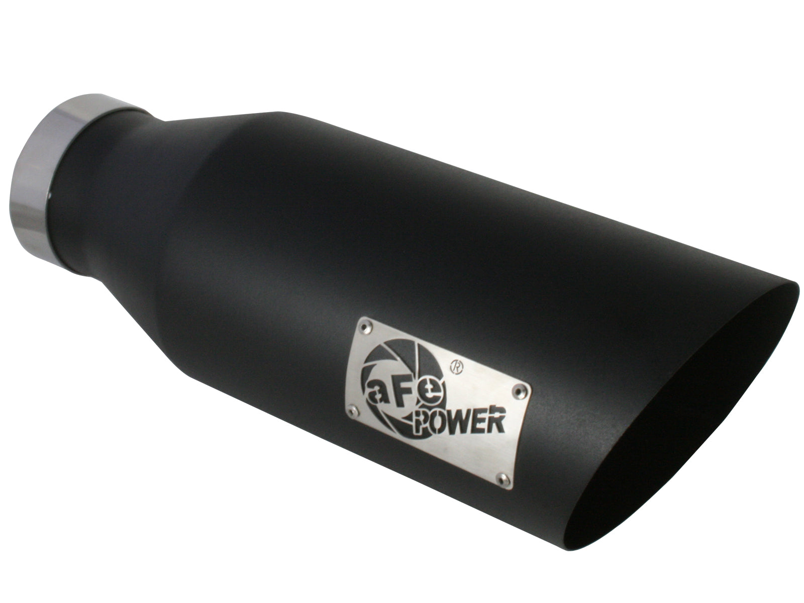 aFe MACH Force-Xp 409 Stainless Steel Clamp-On Exhaust Tip 4in x 7out x 18in Black | (49-92023-B)