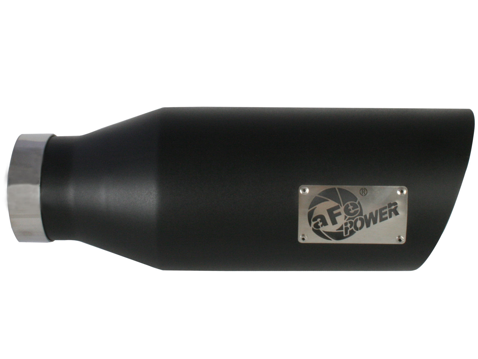 aFe MACH Force-Xp 409 Stainless Steel Clamp-On Exhaust Tip 4in x 7out x 18in Black | (49-92023-B)