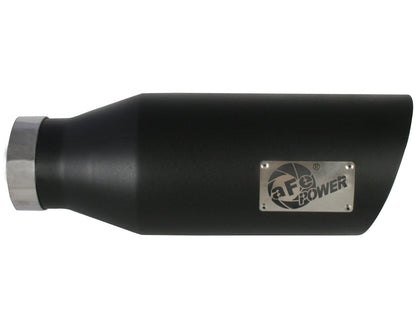 aFe MACH Force-Xp 409 Stainless Steel Clamp-On Exhaust Tip 4in x 7out x 18in Black | (49-92023-B)