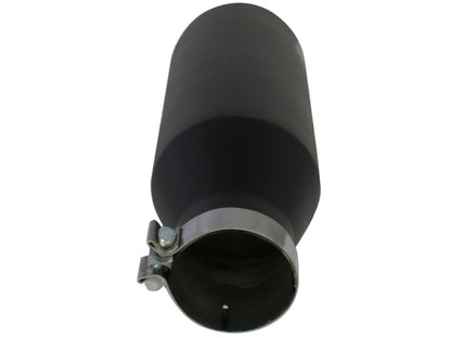 aFe MACH Force-Xp 409 Stainless Steel Clamp-On Exhaust Tip 4in x 7out x 18in Black | (49-92023-B)