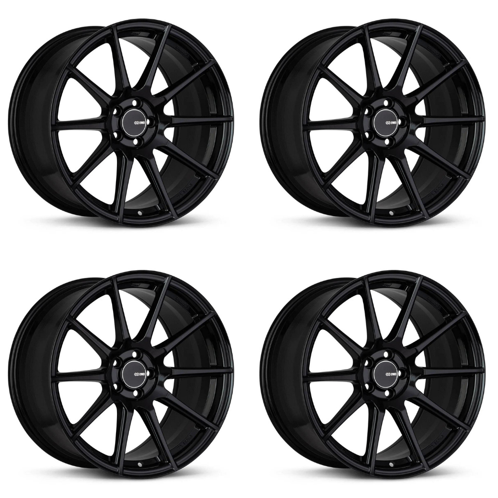 (set of 4) Enkei TS10 Black | 17x8" +35mm | 5x114.3mm Wheels
