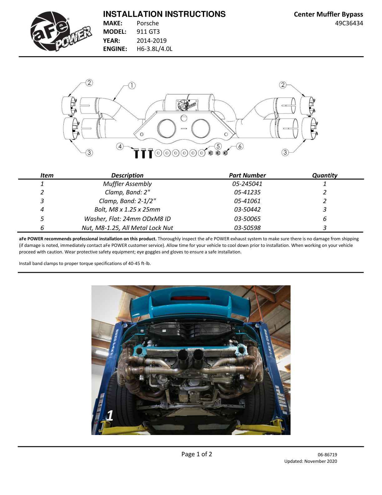 aFe MACH Force-Xp SS Secondary Muffler Delete | Porsche 911 GT3 (14-19) (49C36434)