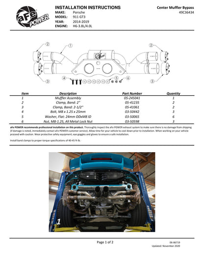 aFe MACH Force-Xp SS Secondary Muffler Delete | Porsche 911 GT3 (14-19) (49C36434)